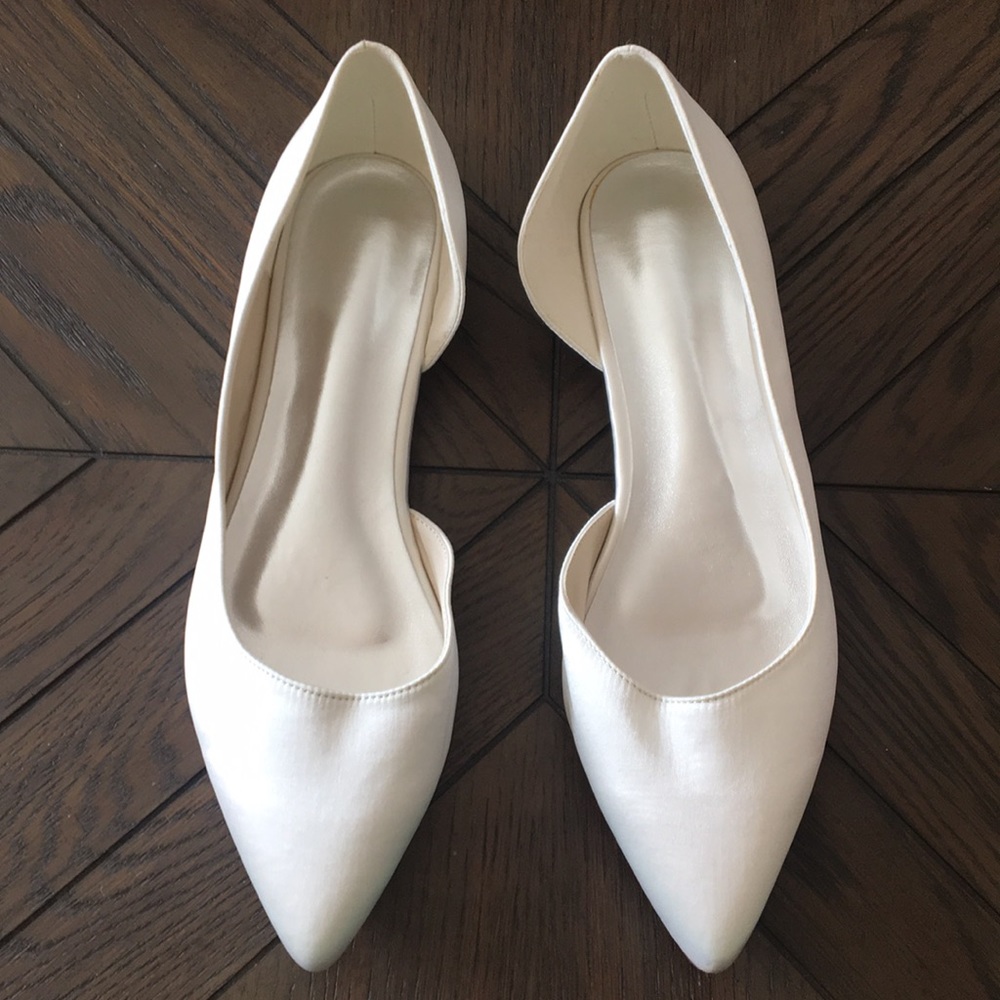 Ivory Satin Flats